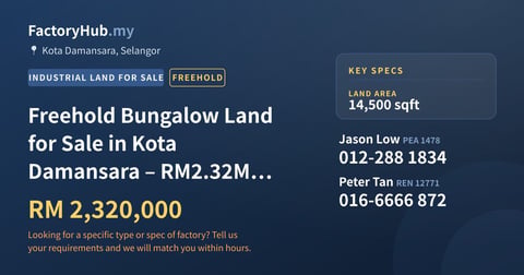 Land For Sale - Freehold Bungalow Land for Sale in Kota Damansara – RM2.32M 14500sf - Kota Damansara, Selangor