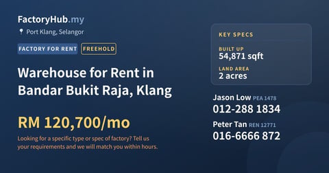 Factory For Rent - Warehouse for Rent in Bandar Bukit Raja, Klang - Port Klang, Selangor