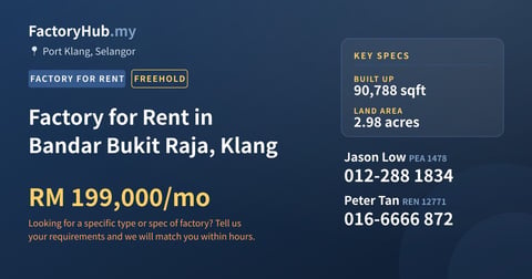 Factory For Rent - Factory for Rent in Bandar Bukit Raja, Klang - Port Klang, Selangor