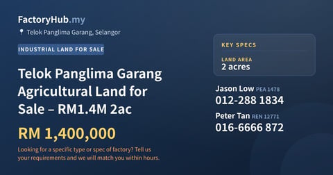 Land For Sale - Telok Panglima Garang Agricultural Land for Sale – RM1.4M 2ac - Telok Panglima Garang, Selangor