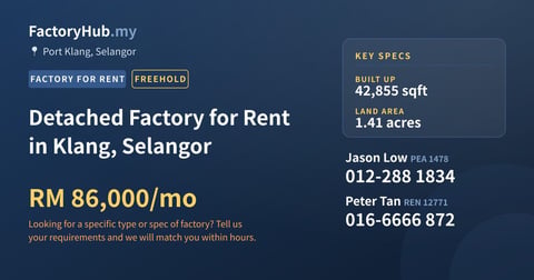 Factory For Rent - Detached Factory for Rent in Klang, Selangor - Port Klang, Selangor