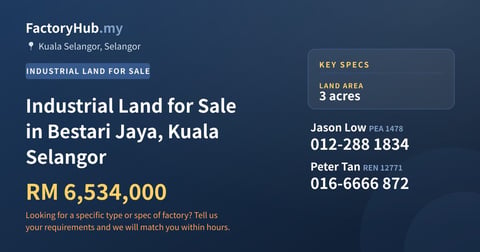 Land For Sale - Industrial Land for Sale in Bestari Jaya, Kuala Selangor - Kuala Selangor, Selangor