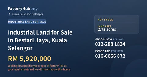 Land For Sale - Industrial Land for Sale in Bestari Jaya, Kuala Selangor - Kuala Selangor, Selangor