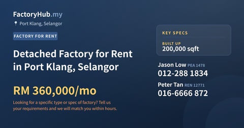 Factory For Rent - Detached Factory for Rent in Port Klang, Selangor - Port Klang, Selangor