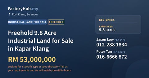 Land For Sale - Freehold 9.8 Acre Industrial Land for Sale in Kapar Klang - Port Klang, Selangor