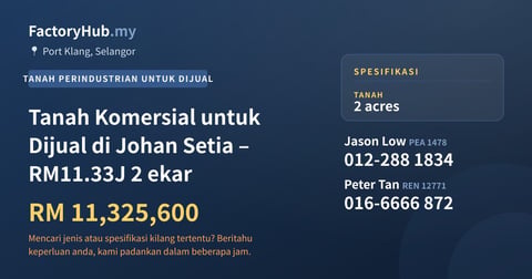 Tanah Untuk Dijual - Tanah Komersial untuk Dijual di Johan Setia – RM11.33J 2 ekar - Port Klang, Selangor