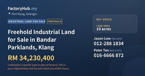 Land For Sale - Freehold Industrial Land for Sale in Bandar Parklands, Klang - Port Klang, Selangor