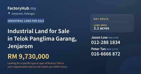 Land For Sale - Industrial Land for Sale in Telok Panglima Garang, Jenjarom - Jenjarom, Selangor