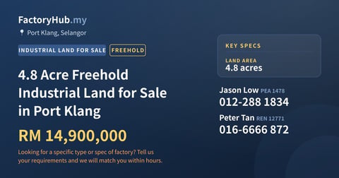 Land For Sale - 4.8 Acre Freehold Industrial Land for Sale in Port Klang - Port Klang, Selangor