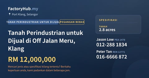 Tanah Untuk Dijual - Tanah Perindustrian untuk Dijual di Off Jalan Meru, Klang - Port Klang, Selangor