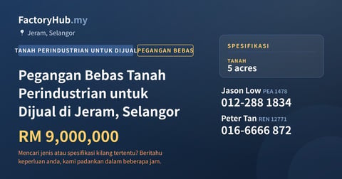 Tanah Untuk Dijual - Pegangan Bebas Tanah Perindustrian untuk Dijual di Jeram, Selangor - Jeram, Selangor
