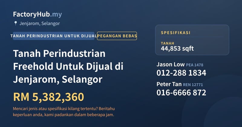Tanah Untuk Dijual - Tanah Perindustrian Freehold Untuk Dijual di Jenjarom, Selangor - Jenjarom, Selangor