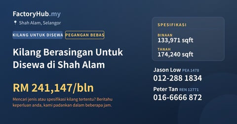 Kilang Untuk Disewa - Kilang Berasingan Untuk Disewa di Shah Alam - Shah Alam, Selangor