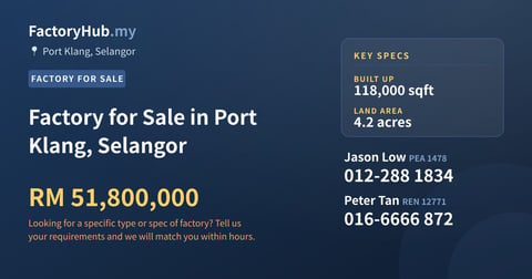 Factory For Sale - Factory for Sale in Port Klang, Selangor - Port Klang, Selangor