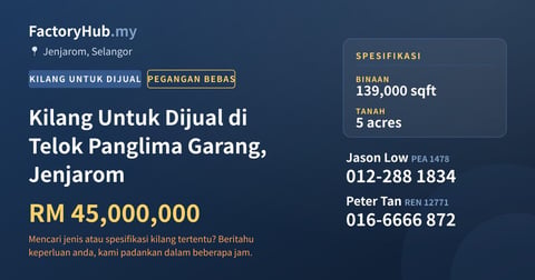 Kilang Untuk Dijual - Kilang Untuk Dijual di Telok Panglima Garang, Jenjarom - Jenjarom, Selangor