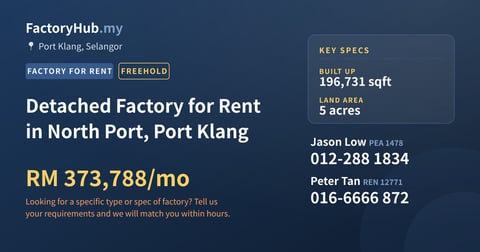 Factory For Rent - Detached Factory for Rent in North Port, Port Klang - Port Klang, Selangor