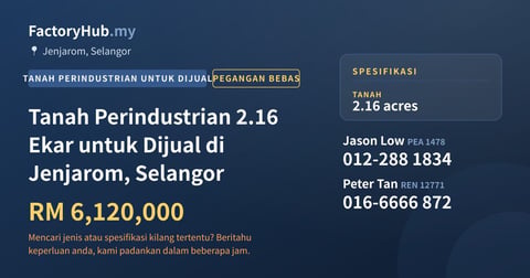 Tanah Untuk Dijual - Tanah Perindustrian 2.16 Ekar untuk Dijual di Jenjarom, Selangor - Jenjarom, Selangor
