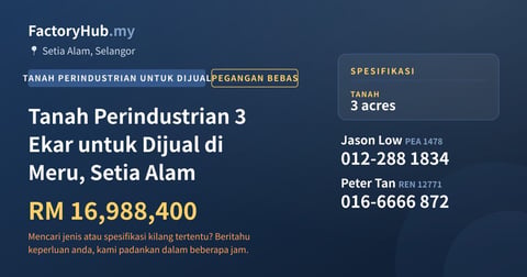 Tanah Untuk Dijual - Tanah Perindustrian 3 Ekar untuk Dijual di Meru, Setia Alam - Setia Alam, Selangor