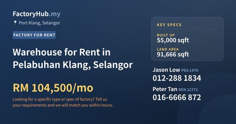 Factory For Rent - Warehouse for Rent in Pelabuhan Klang, Selangor - Port Klang, Selangor