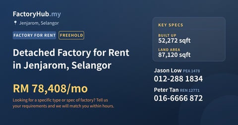 Factory For Rent - Detached Factory for Rent in Jenjarom, Selangor - Jenjarom, Selangor