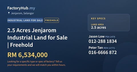 Land For Sale - 2.5 Acres Jenjarom Industrial Land for Sale | Freehold - Jenjarom, Selangor