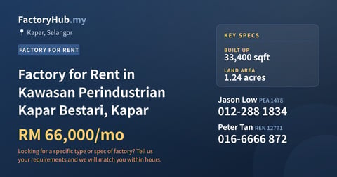 Factory For Rent - Factory for Rent in Kawasan Perindustrian Kapar Bestari, Kapar - Kapar, Selangor