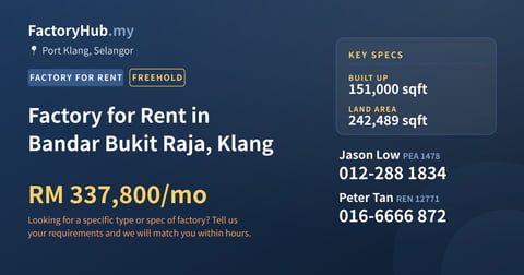 Factory For Rent - Factory for Rent in Bandar Bukit Raja, Klang - Port Klang, Selangor