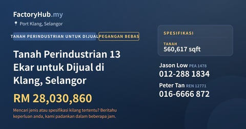 Tanah Untuk Dijual - Tanah Perindustrian 13 Ekar untuk Dijual di Klang, Selangor - Port Klang, Selangor