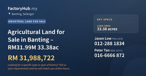 Land For Sale - Agricultural Land for Sale in Banting – RM31.99M 33.38ac - Banting, Selangor