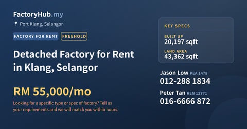 Factory For Rent - Detached Factory for Rent in Klang, Selangor - Port Klang, Selangor