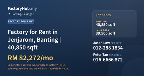 Factory For Rent - Factory for Rent in Jenjarom, Banting | 40,850 sqft - Banting, Selangor