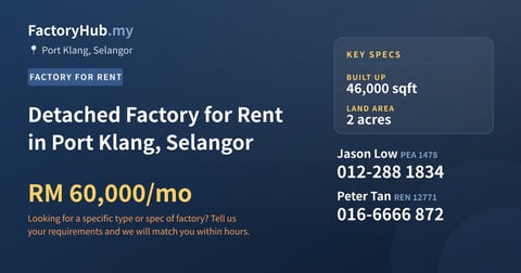 Factory For Rent - Detached Factory for Rent in Port Klang, Selangor - Port Klang, Selangor