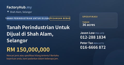 Tanah Untuk Dijual - Tanah Perindustrian Untuk Dijual di Shah Alam, Selangor - Shah Alam, Selangor