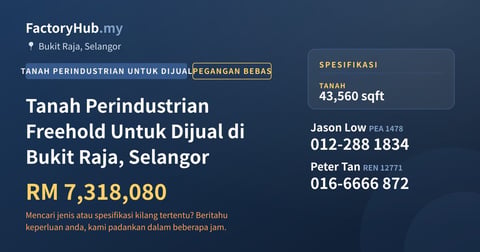 Tanah Untuk Dijual - Tanah Perindustrian Freehold Untuk Dijual di Bukit Raja, Selangor - Bukit Raja, Selangor