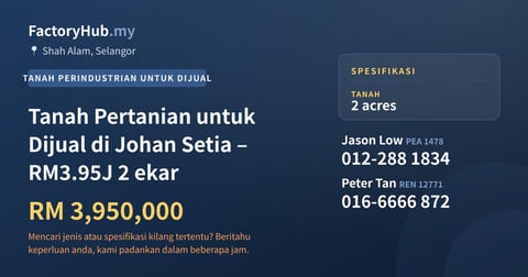 Tanah Untuk Dijual - Tanah Pertanian untuk Dijual di Johan Setia – RM3.95J 2 ekar - Shah Alam, Selangor