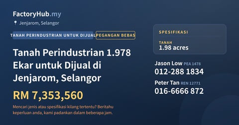 Tanah Untuk Dijual - Tanah Perindustrian 1.978 Ekar untuk Dijual di Jenjarom, Selangor - Jenjarom, Selangor