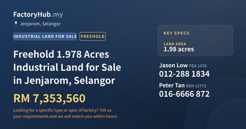Land For Sale - Freehold 1.978 Acres Industrial Land for Sale in Jenjarom, Selangor - Jenjarom, Selangor