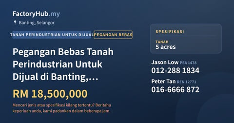 Tanah Untuk Dijual - Pegangan Bebas Tanah Perindustrian Untuk Dijual di Banting, Selangor - Banting, Selangor