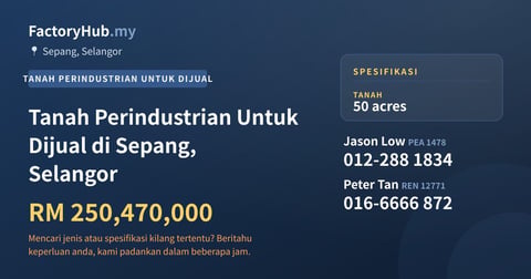 Tanah Untuk Dijual - Tanah Perindustrian Untuk Dijual di Sepang, Selangor - Sepang, Selangor