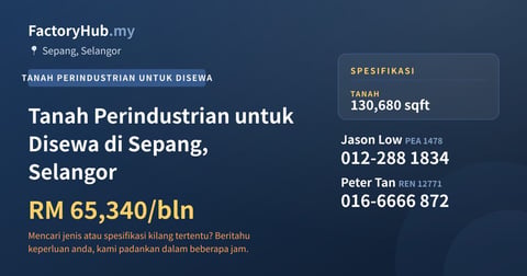 Tanah Untuk Disewa - Tanah Perindustrian untuk Disewa di Sepang, Selangor - Sepang, Selangor