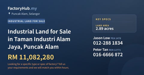 Land For Sale - Industrial Land for Sale in Taman Industri Alam Jaya, Puncak Alam - Puncak Alam, Selangor