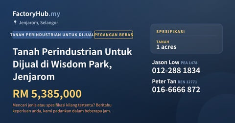 Tanah Untuk Dijual - Tanah Perindustrian Untuk Dijual di Wisdom Park, Jenjarom - Jenjarom, Selangor