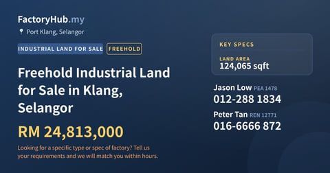 Land For Sale - Freehold Industrial Land for Sale in Klang, Selangor - Port Klang, Selangor