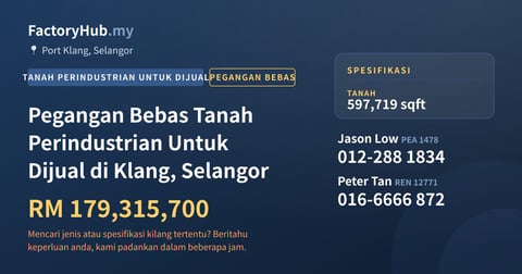 Tanah Untuk Dijual - Pegangan Bebas Tanah Perindustrian Untuk Dijual di Klang, Selangor - Port Klang, Selangor