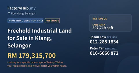 Land For Sale - Freehold Industrial Land for Sale in Klang, Selangor - Port Klang, Selangor