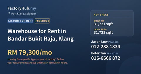Factory For Rent - Warehouse for Rent in Bandar Bukit Raja, Klang - Port Klang, Selangor