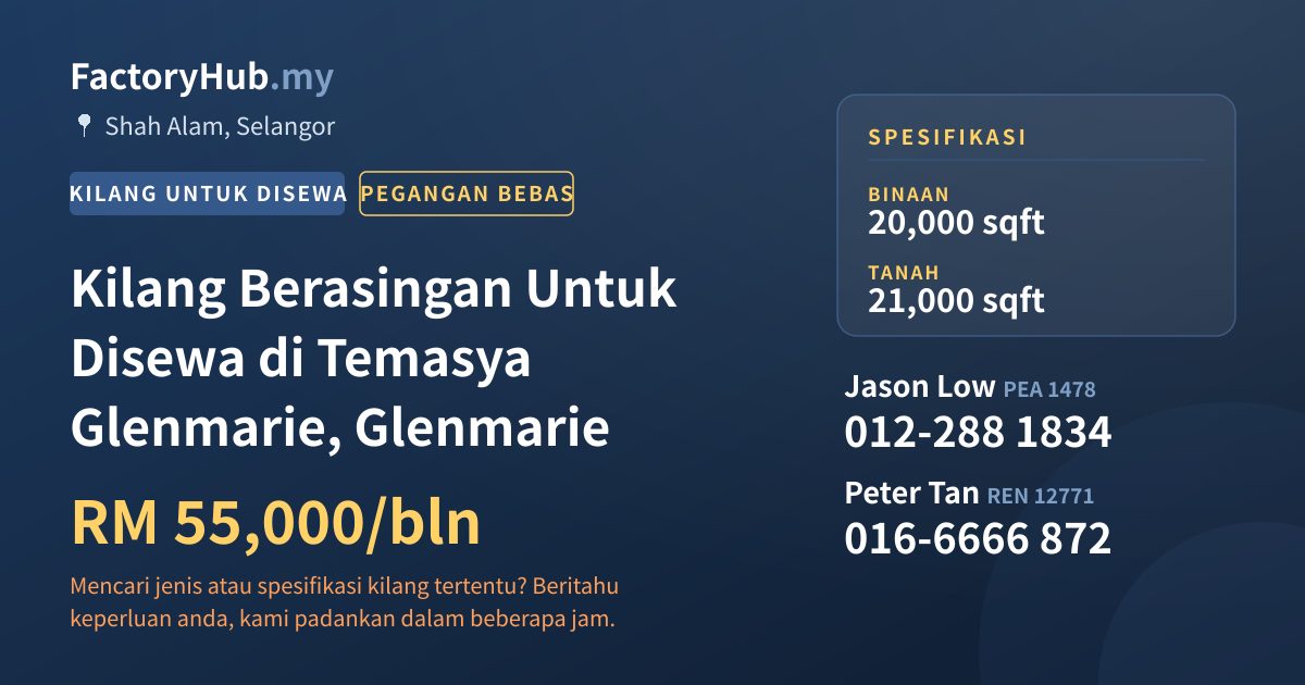 Kilang Untuk Disewa - Kilang Berasingan Untuk Disewa di Temasya Glenmarie, Glenmarie - Shah Alam, Selangor