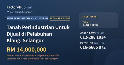 Tanah Untuk Dijual - Tanah Perindustrian Untuk Dijual di Pelabuhan Klang, Selangor - Port Klang, Selangor