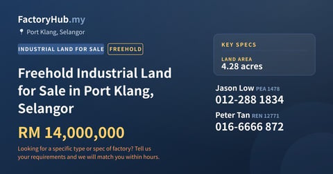 Land For Sale - Freehold Industrial Land for Sale in Port Klang, Selangor - Port Klang, Selangor