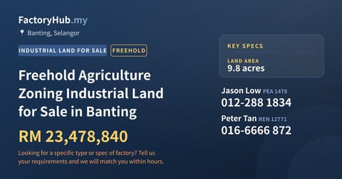 Land For Sale - Freehold Agriculture Zoning Industrial Land for Sale in Banting - Banting, Selangor